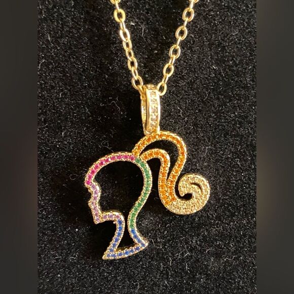 Three piece Barbie color silhouette, color straight necklace & cuff bracelet NWT - Picture 3 of 6